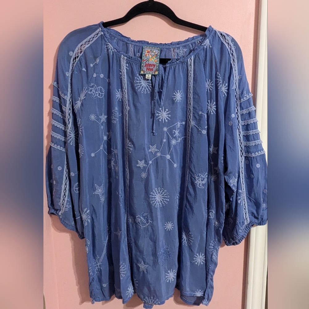 Johnny Was Celestin Neptune Embroidered Blouse